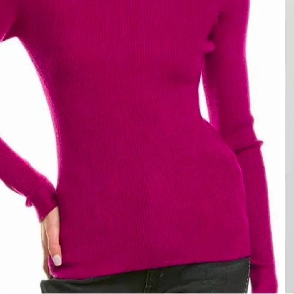 Tahari Merino Wool Knit Sweater Cowl Neck Pullover Dark Pink Size Medium - Picture 8 of 8